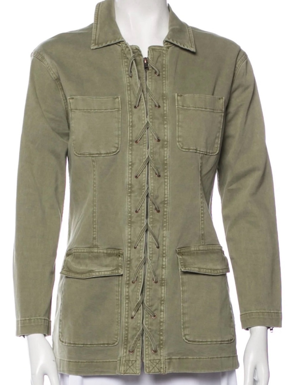 Current/Elliott Olive Utility Lace-Up Jacket